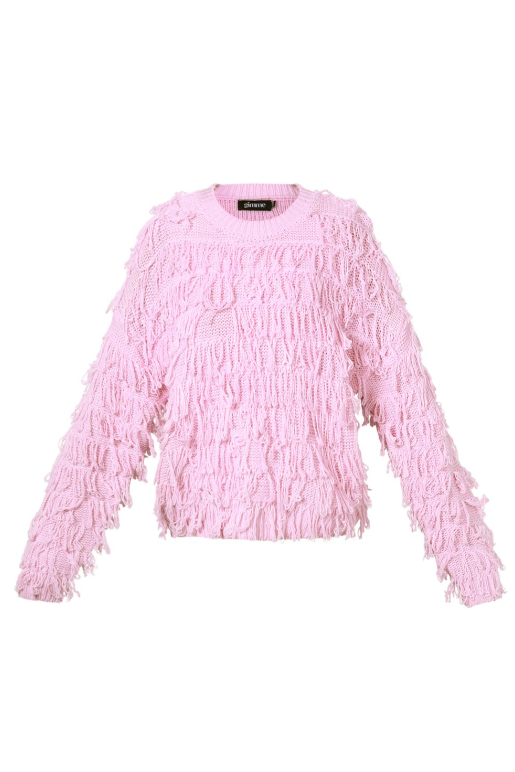 Fringe Knit Baby Pink