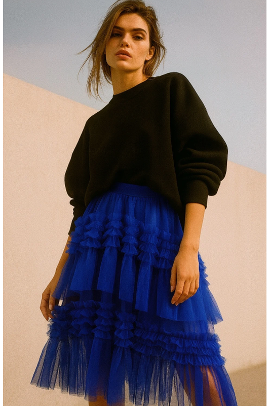 Tule Rokkenromance-Koningsblauw