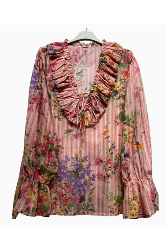 Gebloemde bloes roze