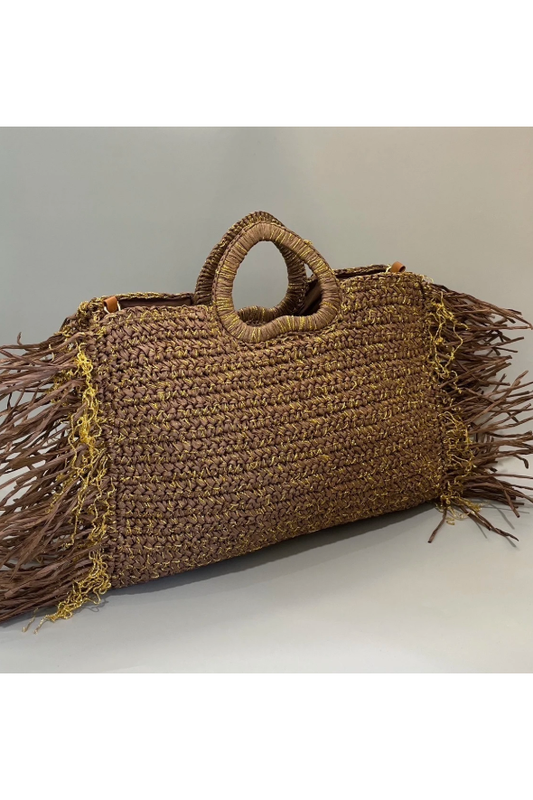 Boho Woven Bag – Dark Brown