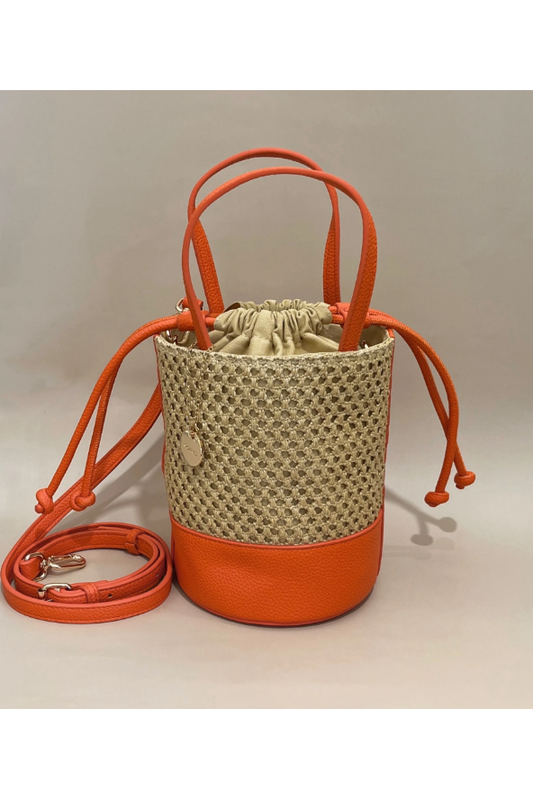Raffia Bucket Bag – Orange
