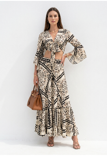 Set met gouden etnische print zwart