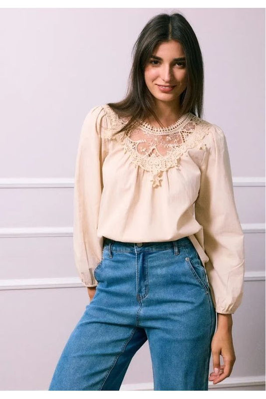 Romantische Ecru Bloes