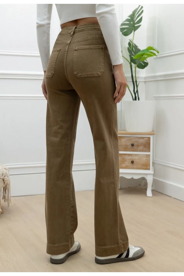 Boho-Jeans met Vlechtpockets – Taupe Vintage