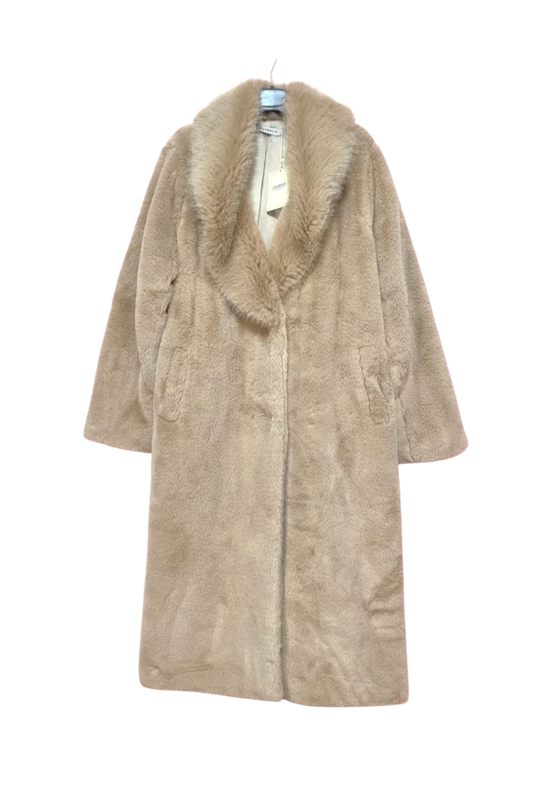 Lange mantel fake fur soft camel
