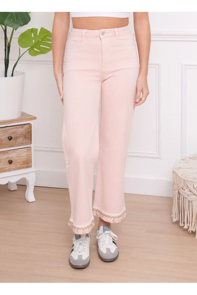 Wide Leg Shell Jeans Lichtroze