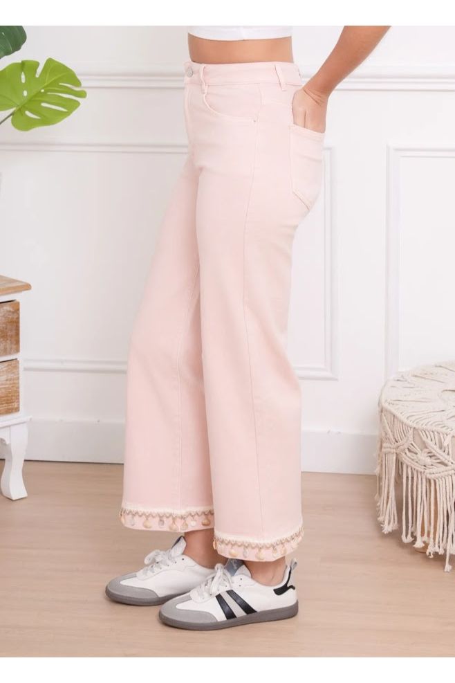 Wide Leg Shell Jeans Lichtroze