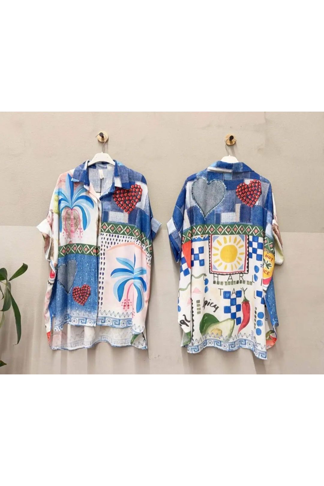 Oversized print hemd