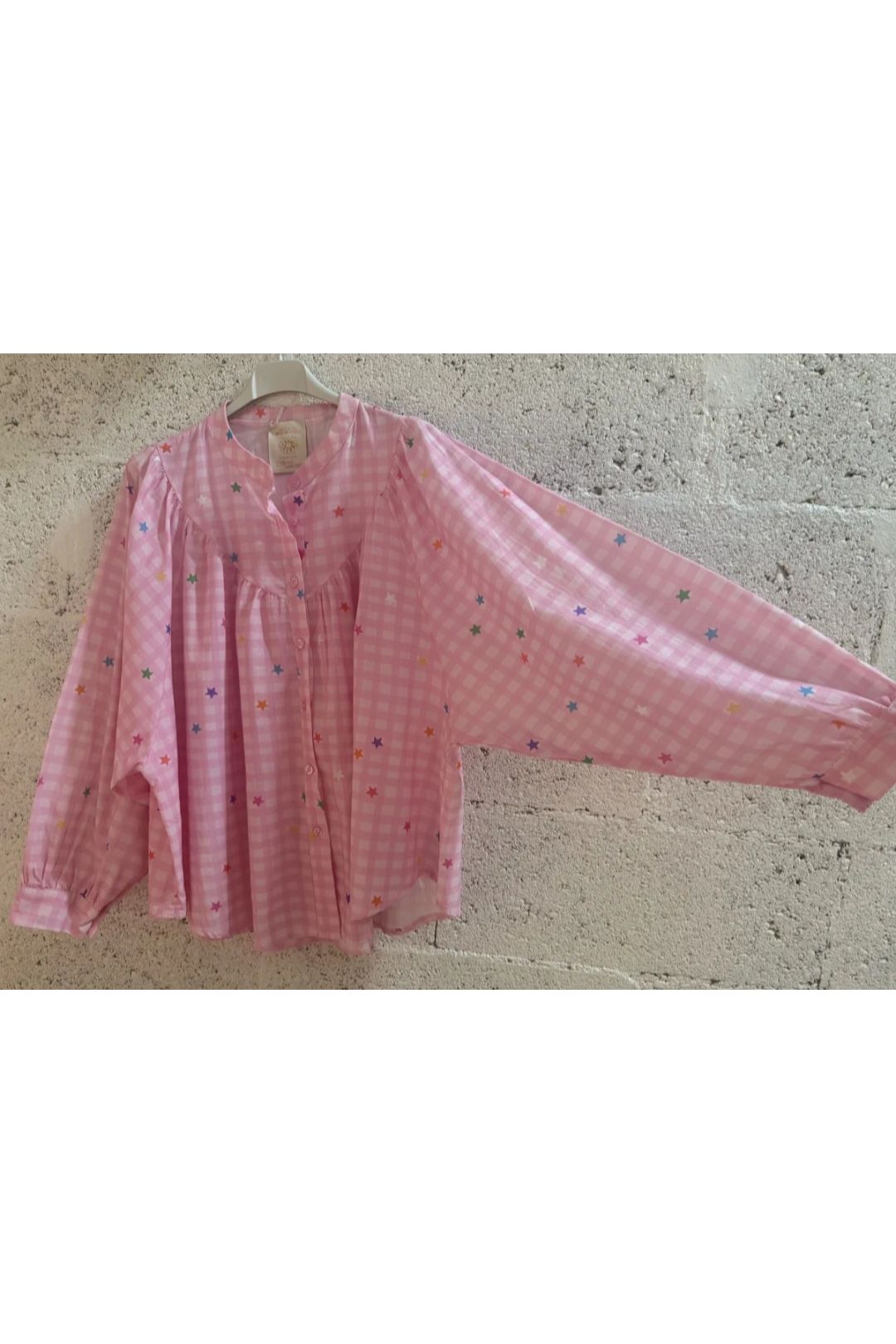 Roze ruit bloes met sterretjes