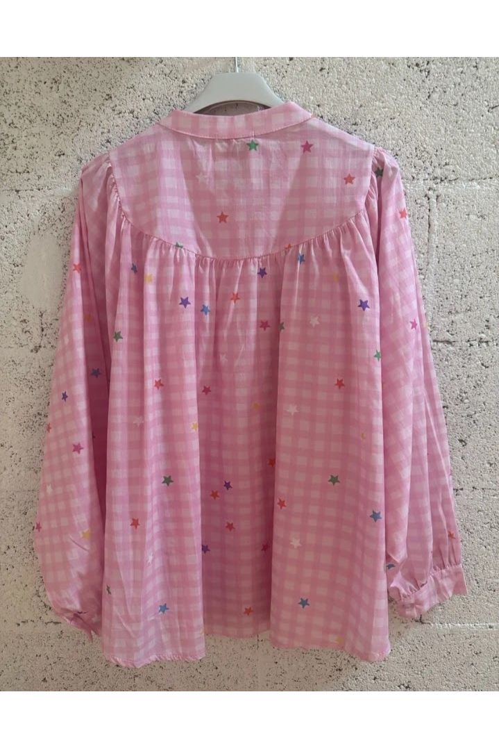 Roze ruit bloes met sterretjes
