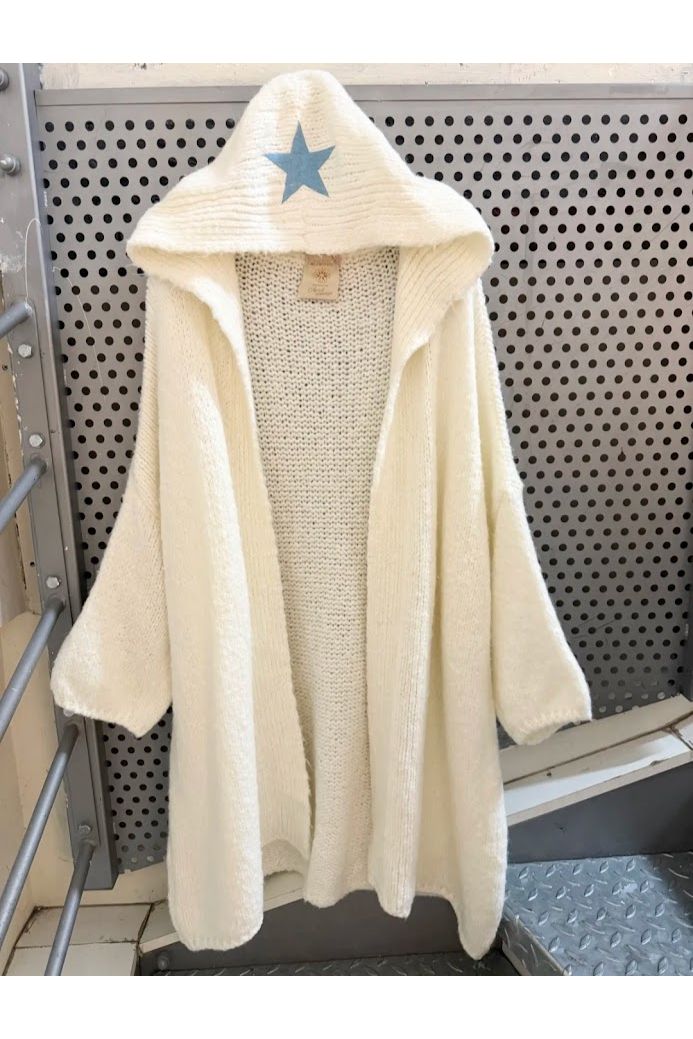 Lange cardigan met kap