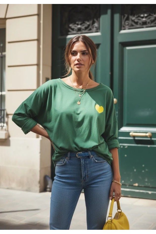 T-shirt “C’est la vie” groen