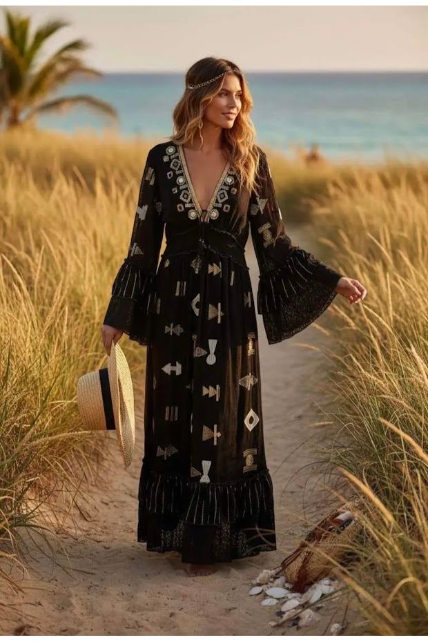 Boho Black Maxi Dress