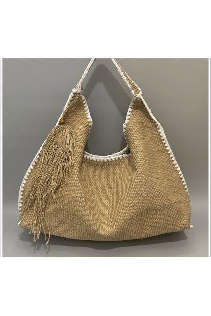Boho Jute Hobo Bag Wit