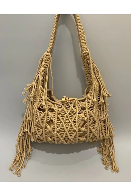 Boho Macramé Schoudertas Camel