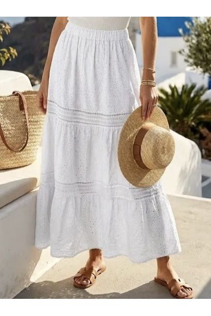 Rok in broderie anglaise wit