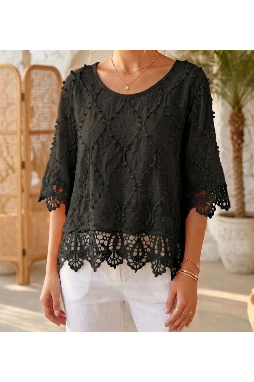 Zomerse kant top zwart