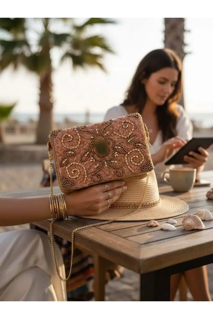Boho clutch met kralen