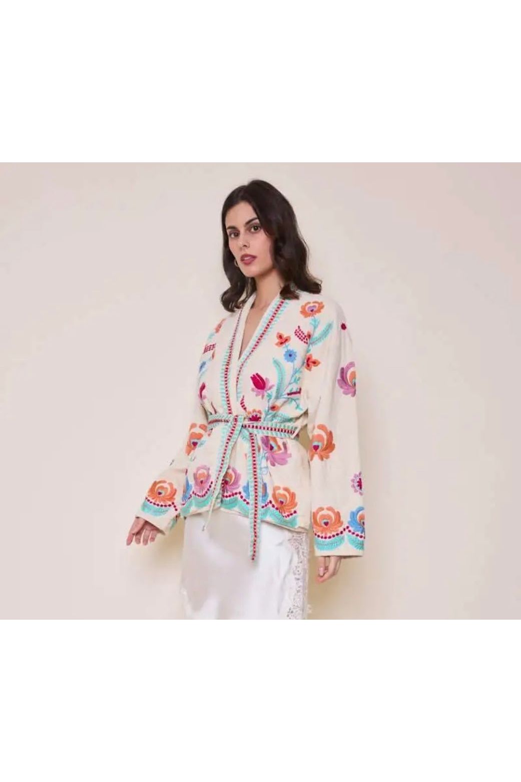 Boho Kimono Jasje met Kleurrijke Borduursels