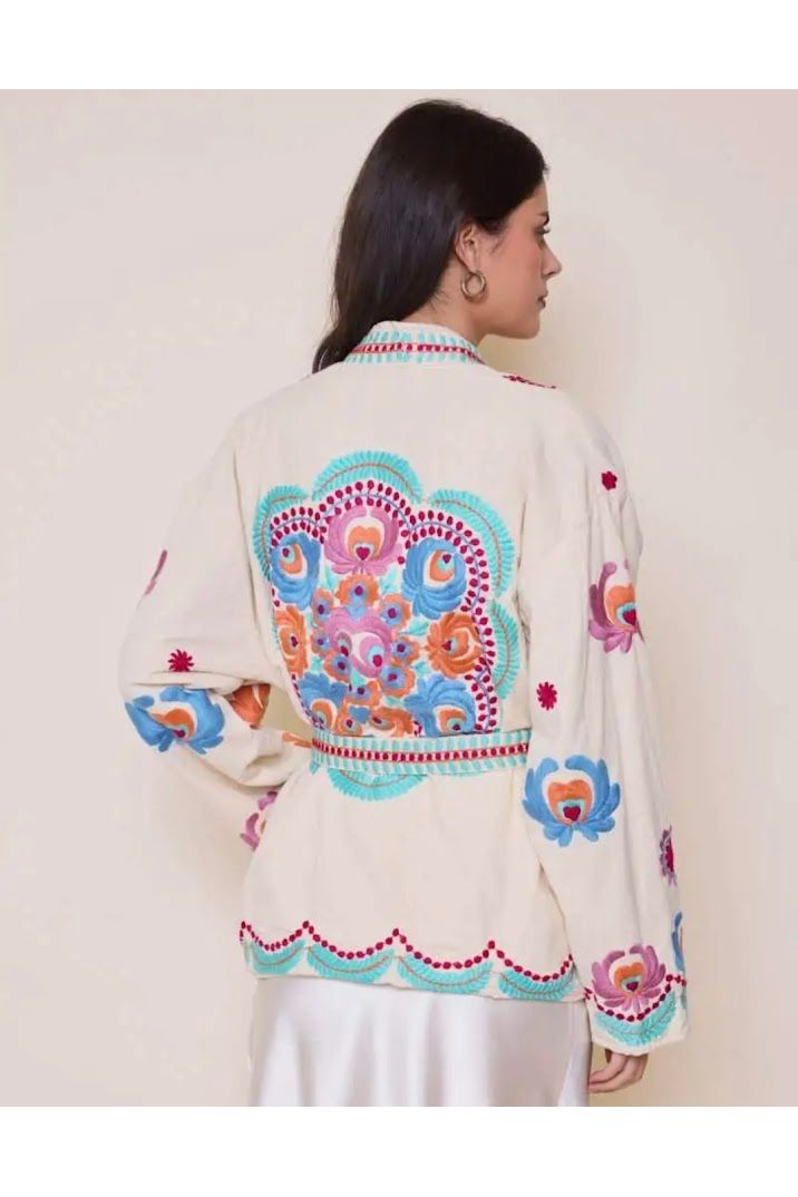Boho Kimono Jasje met Kleurrijke Borduursels
