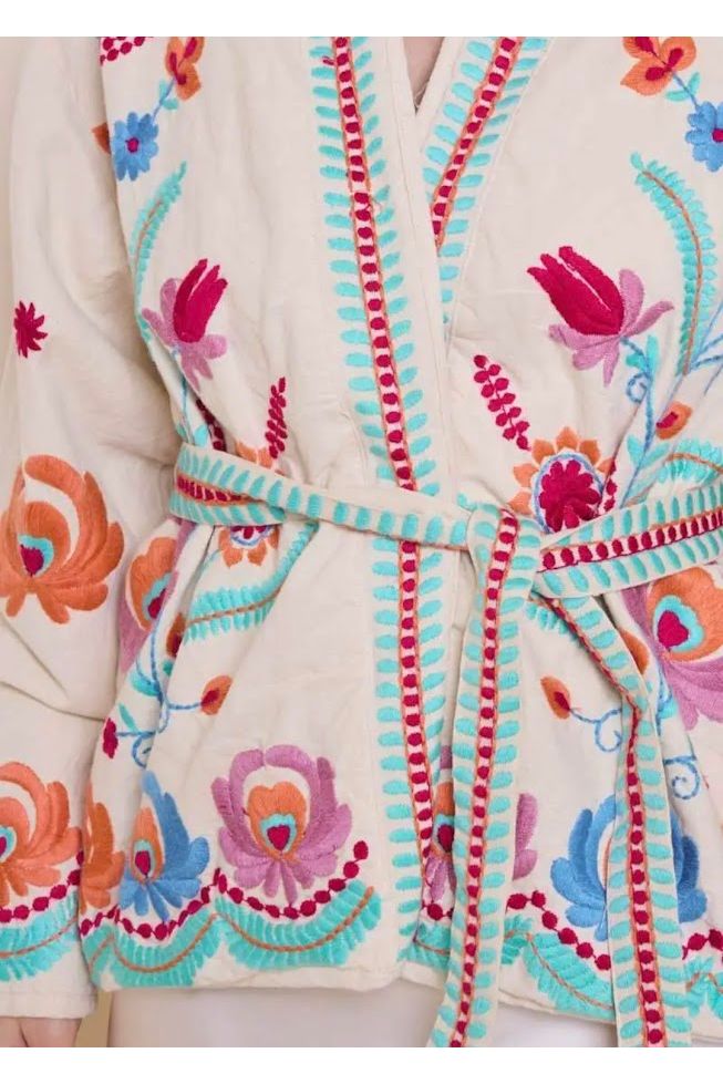 Boho Kimono Jasje met Kleurrijke Borduursels