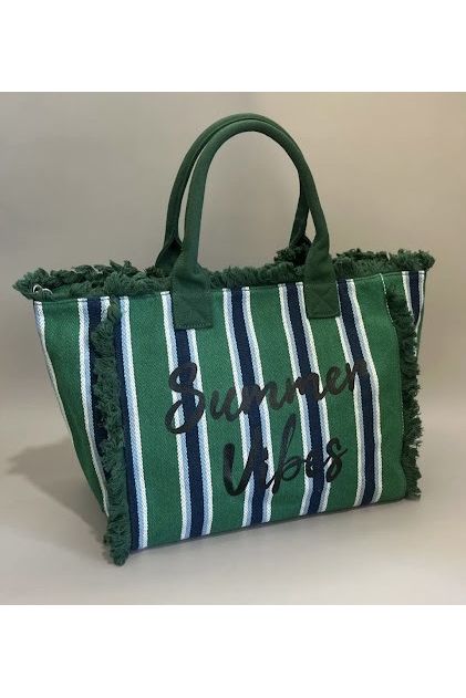 Summer Vibes Gestreepte Shopper Groen