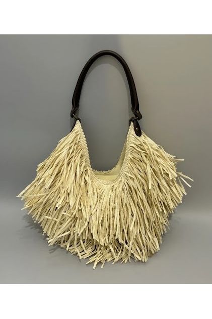 Boho Raffia Fringe Handtas Beige