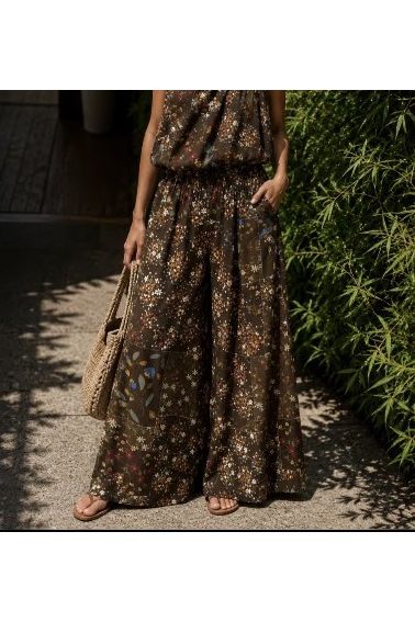 Boho Patchwork Broek – Brown Floral