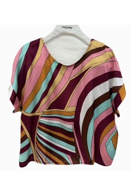 Satin Retro Print Top