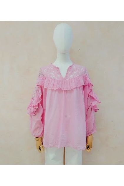 Romantic Lace Blouse – Pink