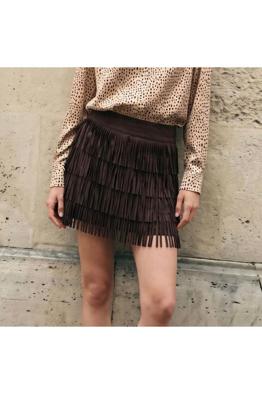 Suédine Fringe Skort