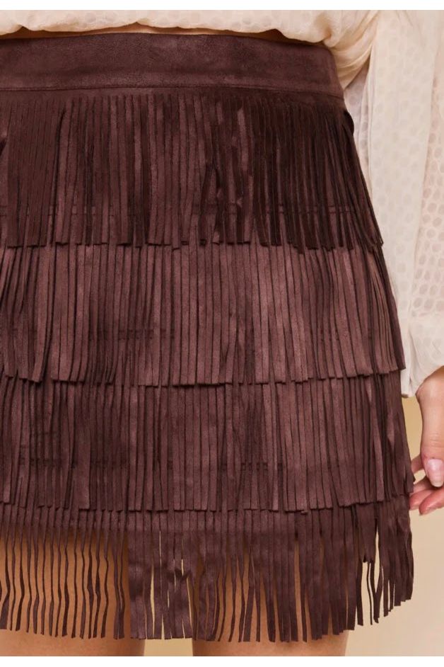 Suédine Fringe Skort