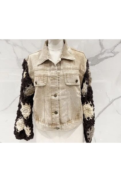 Boho Denim Crochet Jacket