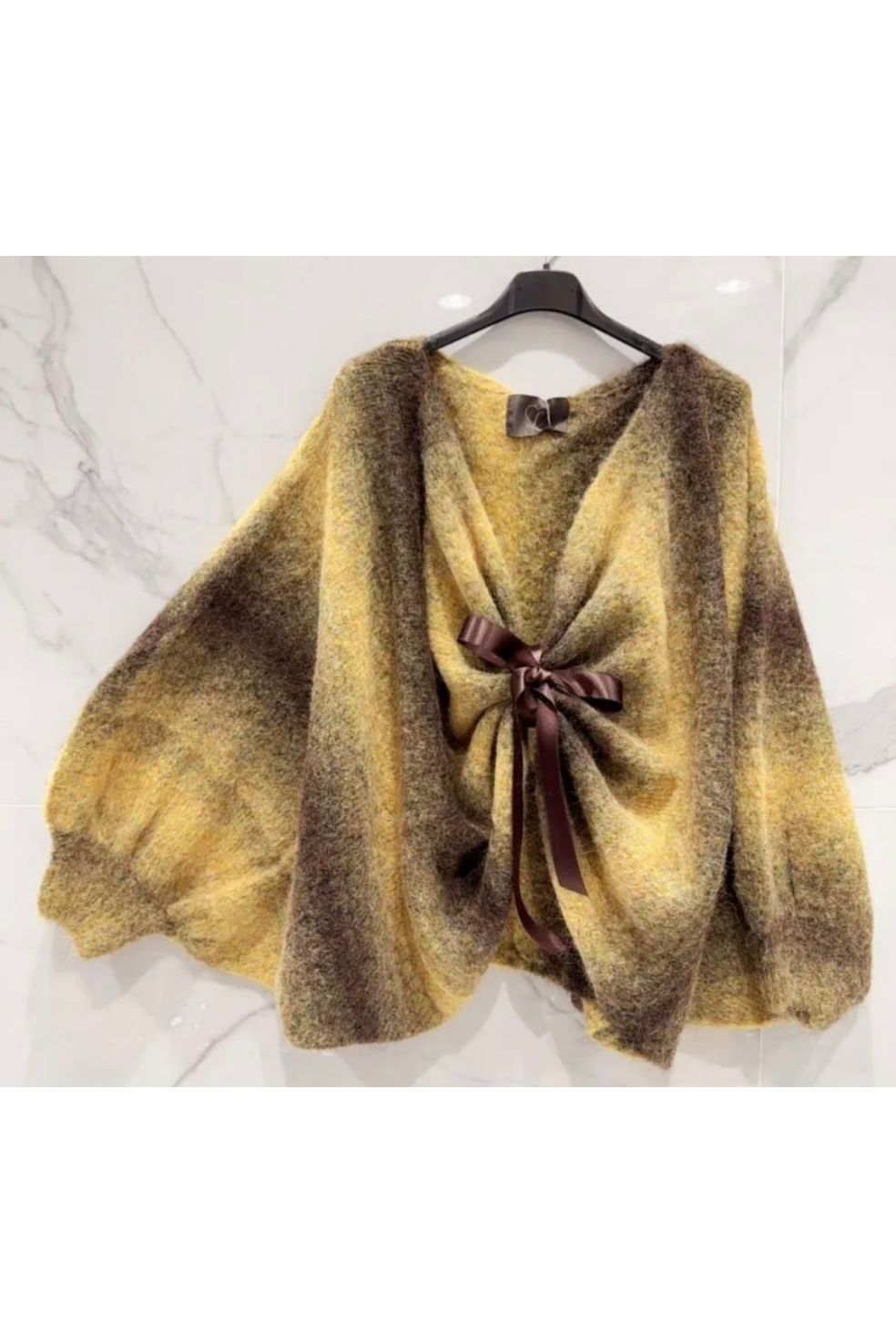 Bow & Drap Knit Yellow Coffee