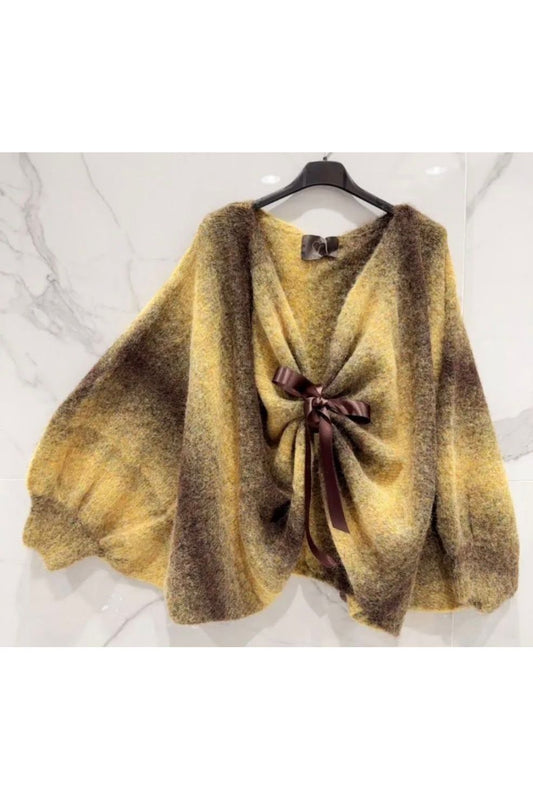 Bow & Drap Knit Yellow Coffee