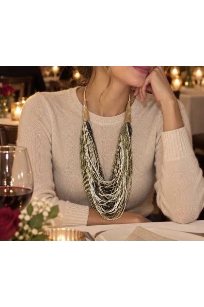 Multi-Beige Boho Halsketting