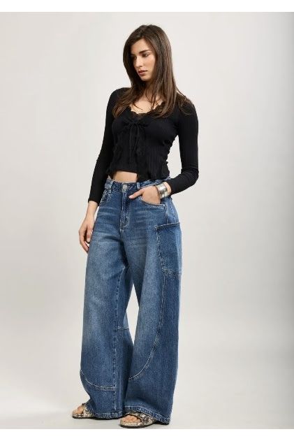 Barrel Jeans met Statement Zakken