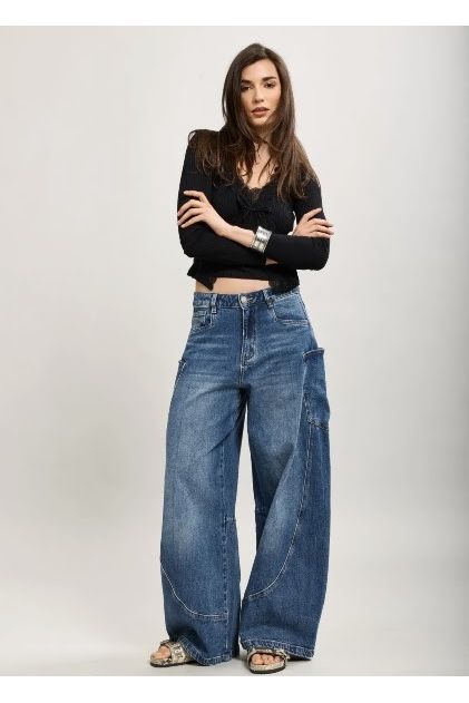 Barrel Jeans met Statement Zakken