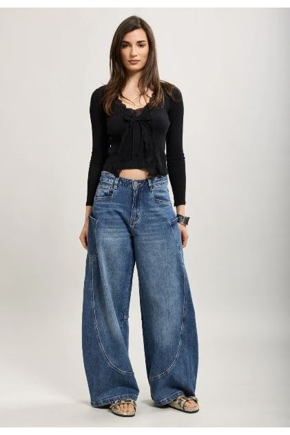 Barrel Jeans met Statement Zakken