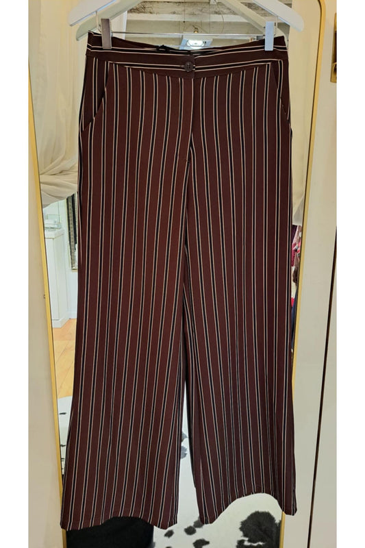 Gestreepte pantalon chocoladebruin