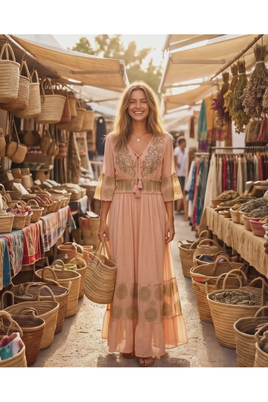 Bohemian Maxi Jurk Peach