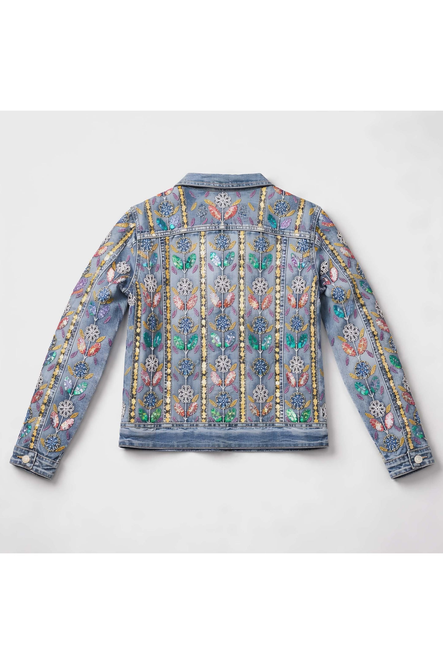 Denim jacket met borduursels & pailletten