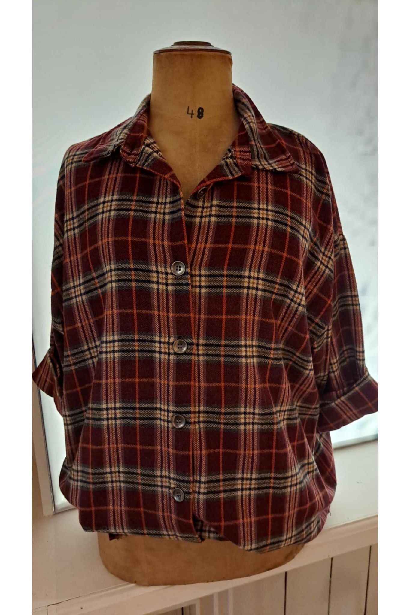 Flanellen hemd Believe burgundy