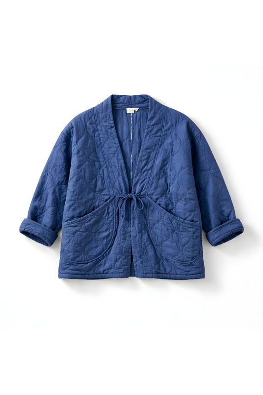 Quilted cotton jacket blauw