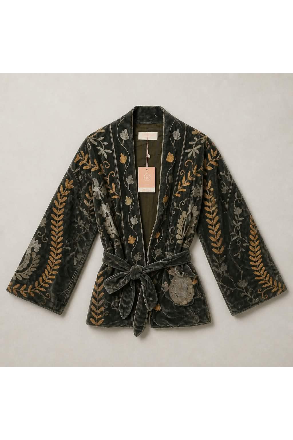 Boho Velvet Statement Jacket Groen