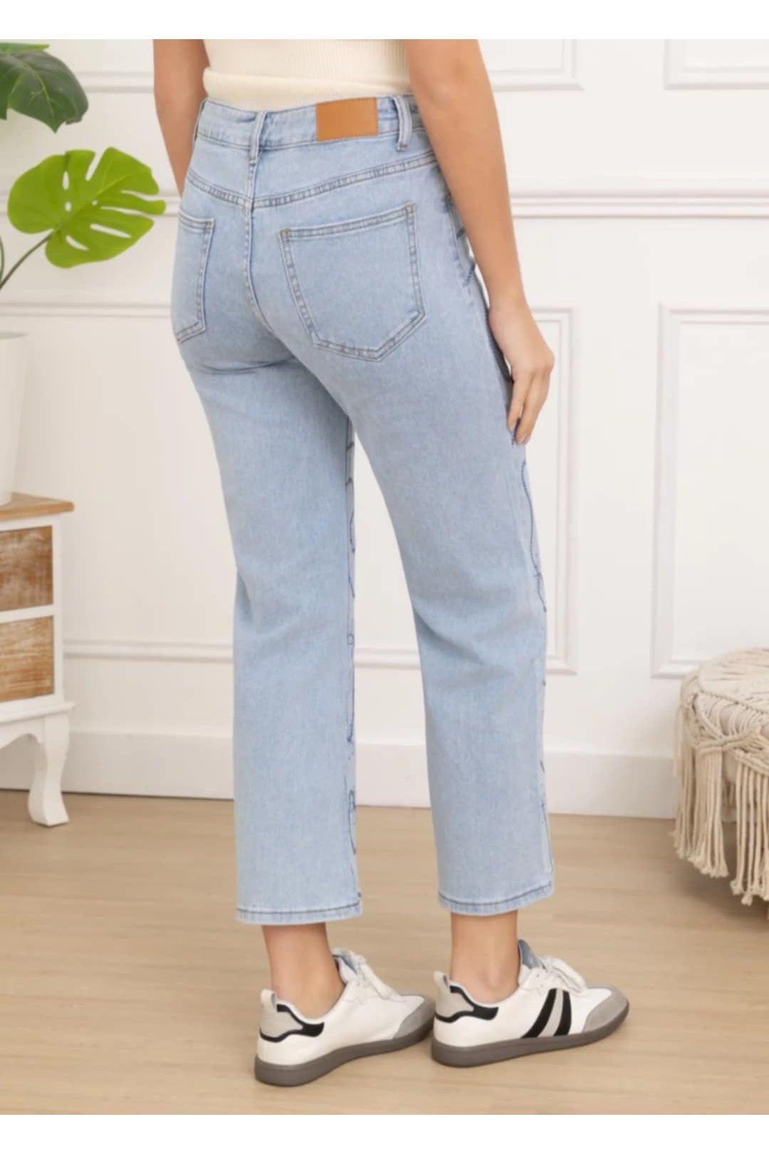 Licht Flared Jeans Met Borduursels