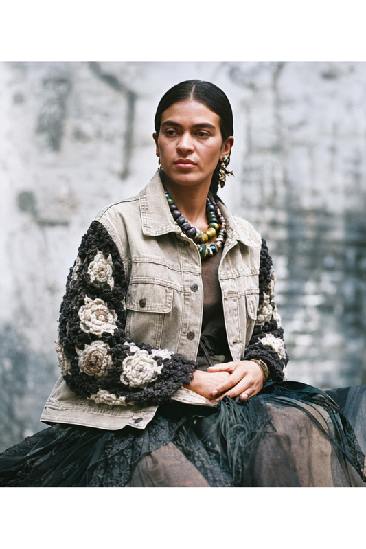 Boho Denim Crochet Jacket