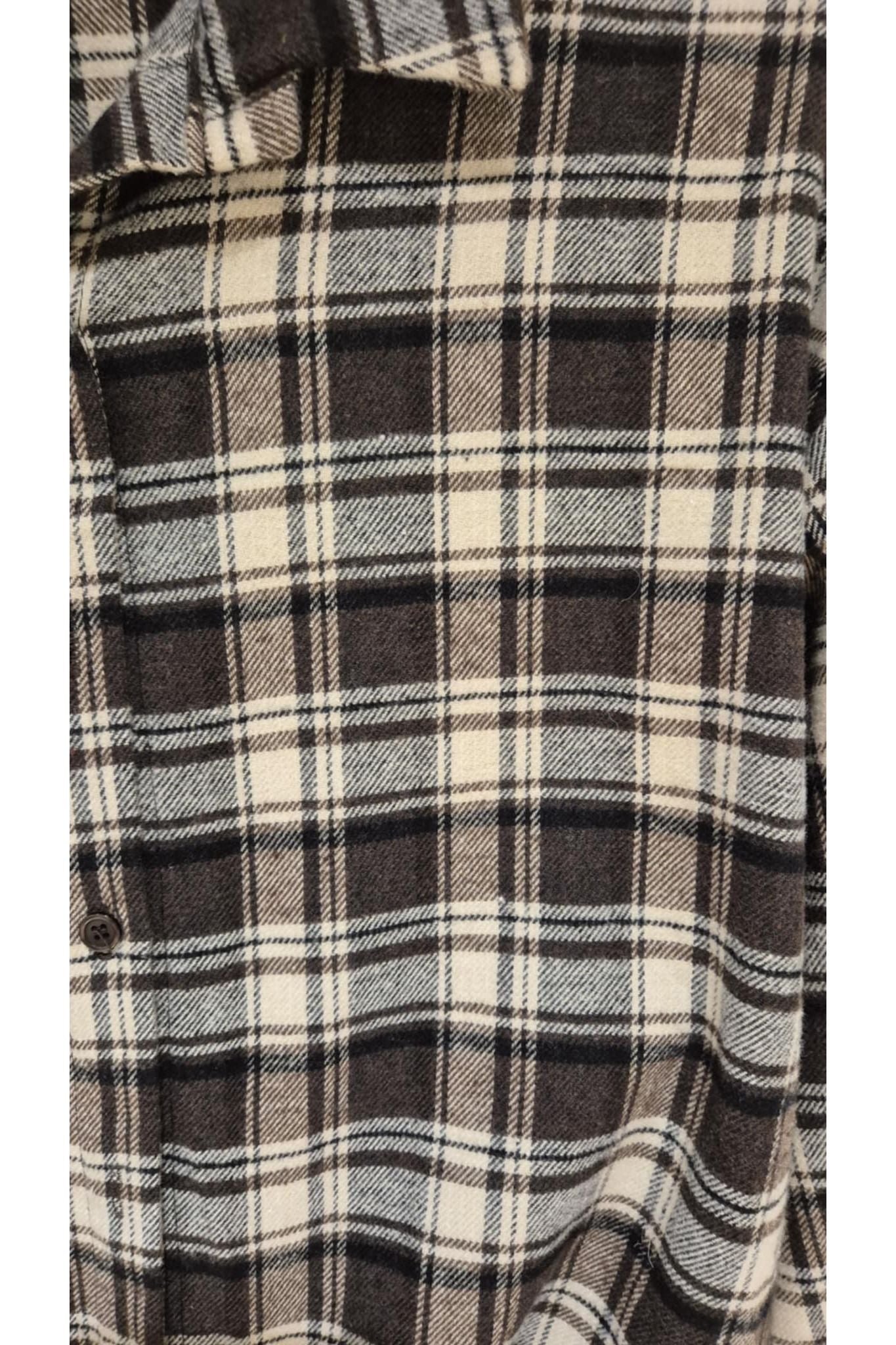 Flanellen hemd geruit bruin/ecru/zwart