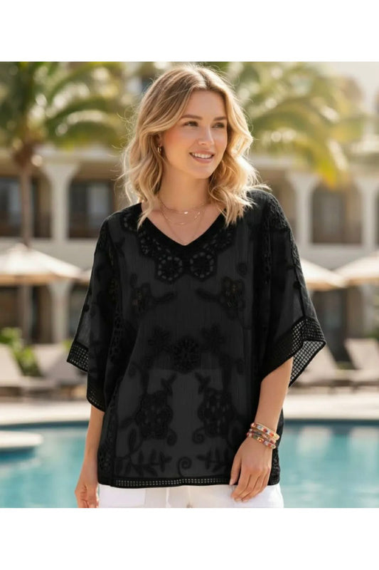 Boho lace top zwart