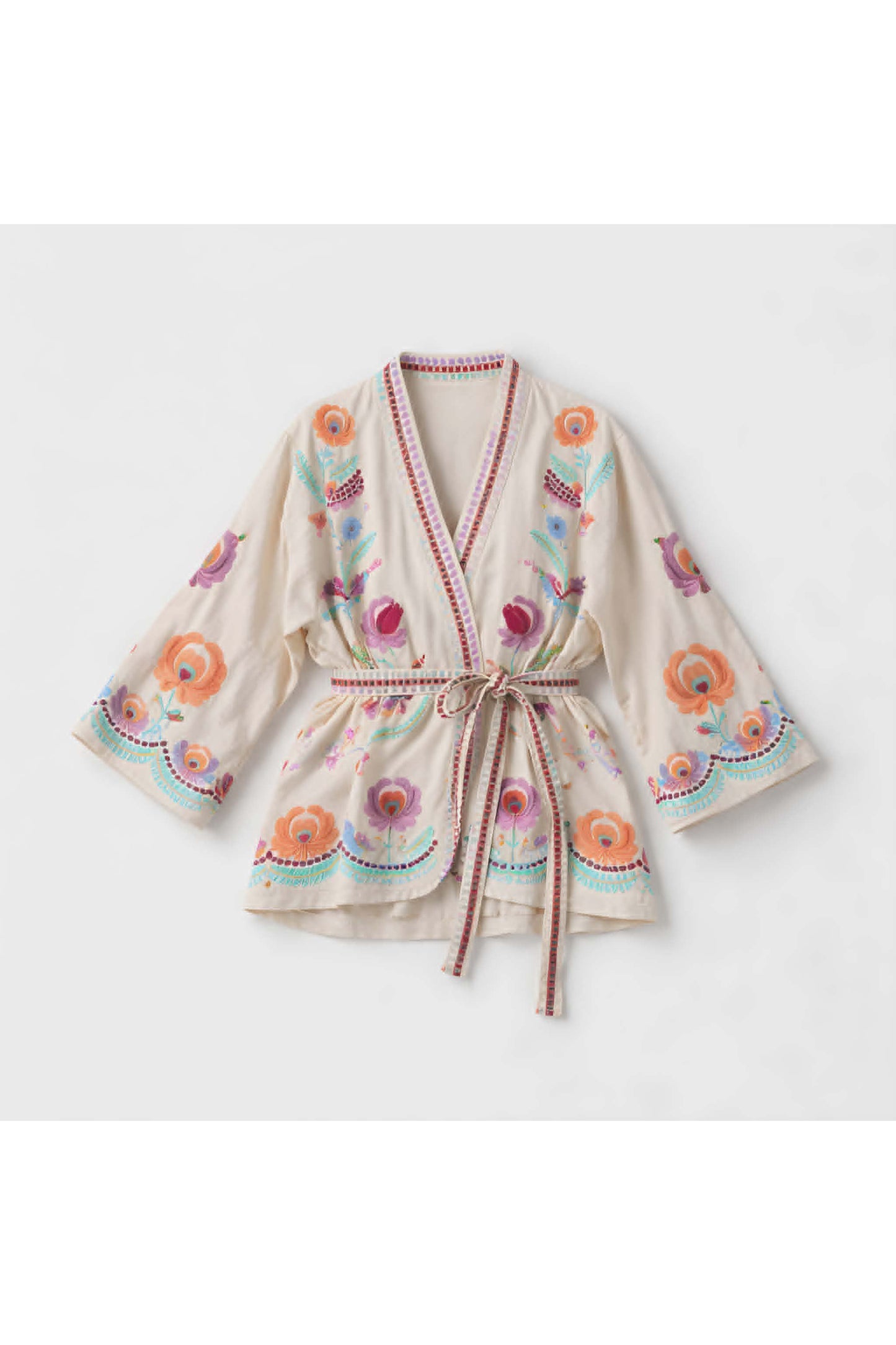 Boho Kimono Jasje met Kleurrijke Borduursels